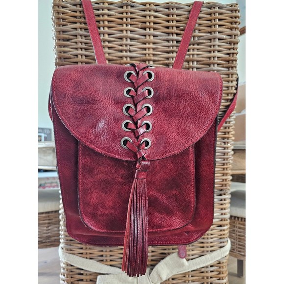 Patricia Nash Jovanna Tassel Braided Leather Backpack Crimson Red main image 8